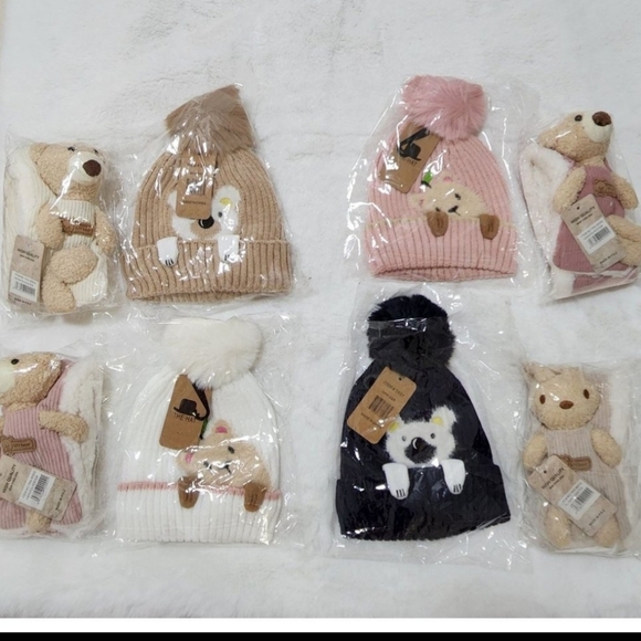 COPY - Scarve+Cap Navy/Beige Kids set, One Size - Picture 6 of 6
